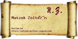 Matzek Zoltán névjegykártya